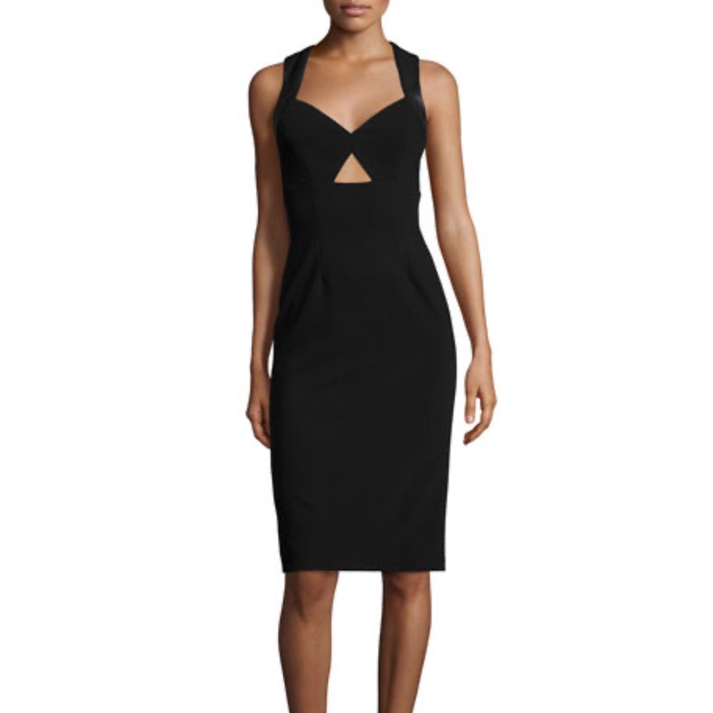 Alice + Olivia Hera Leather-Trim Racerback Sheath new!!